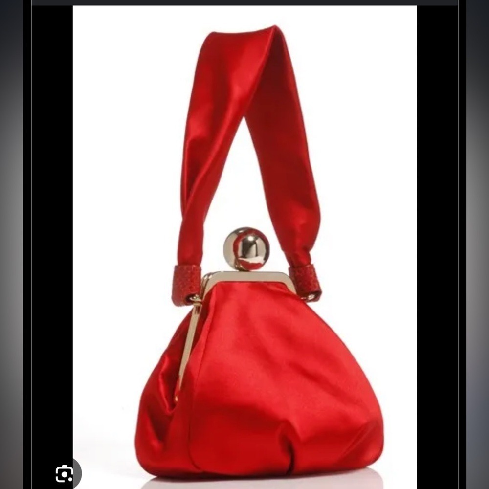 Kate Spade New York Red Ribbed Kiss Lock Clutch Evening Bag - Picture 15 of 15